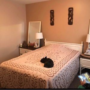 Vintage Chenille blanket bedding topper mid century modern